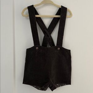 Leviusila Baby Gray Corduroy Shorts with Suspenders